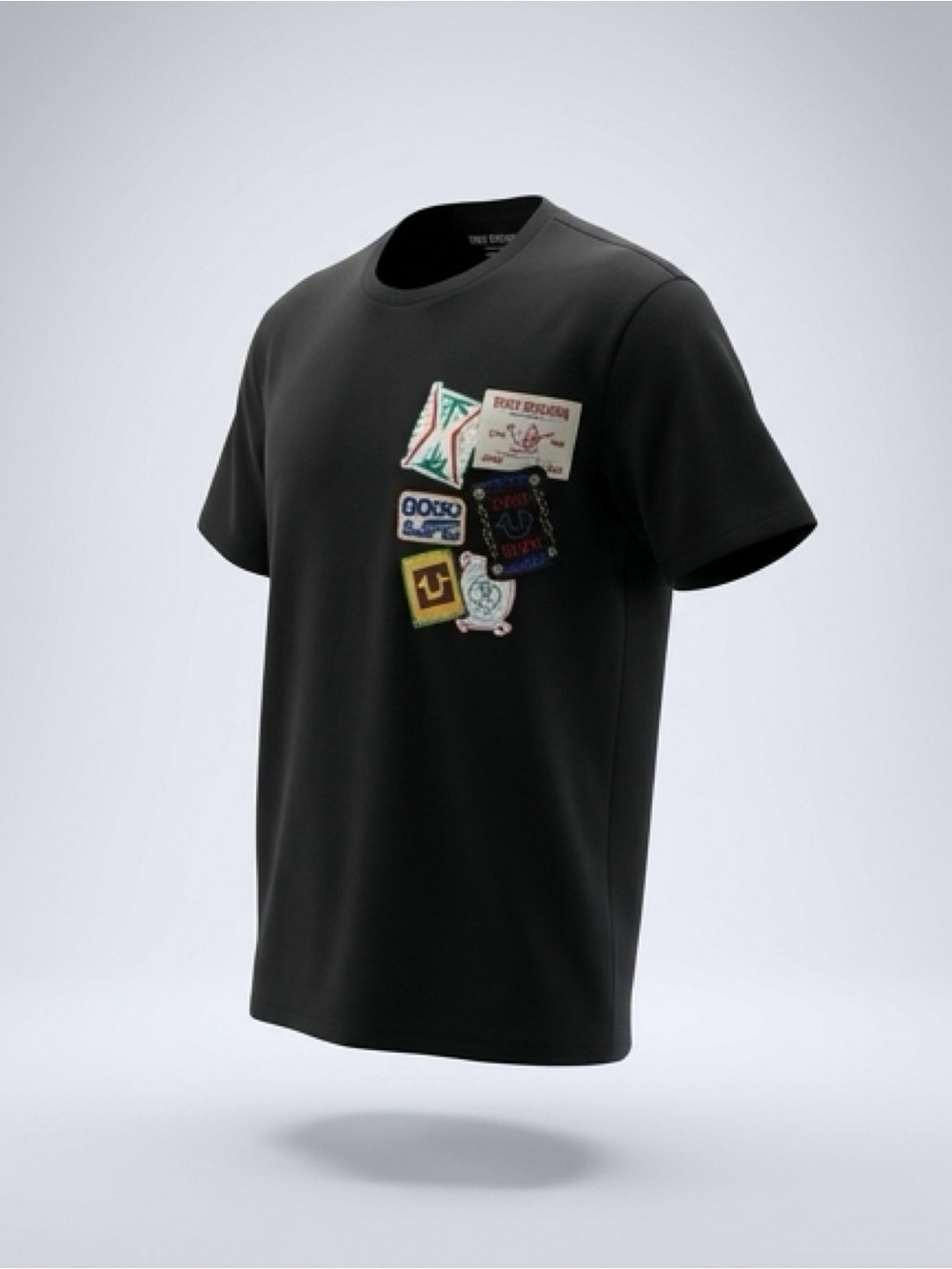 True Religion Black Short Sleeve Patch Graphic Tee